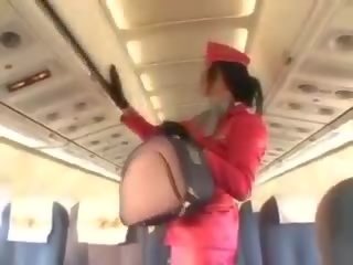 Bewitching stewardessen sugande peter före cunnilingus