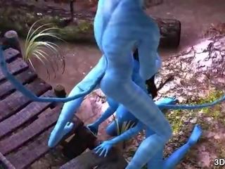 Avatar kindje anaal geneukt door reusachtig blauw putz