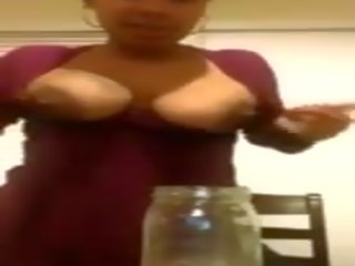 Ebony daughter Milking Her Big Black Tits, adult video 00